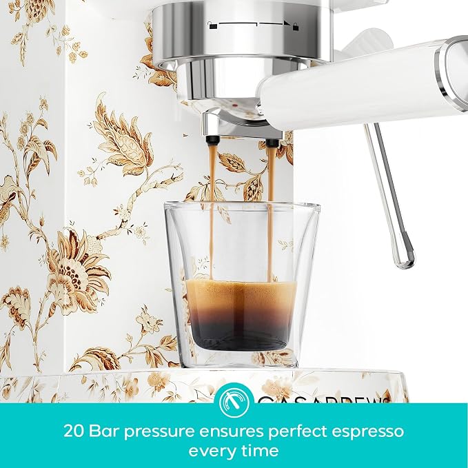 CASABREWS CM5418 Espresso Machine, Espresso Coffee Maker with Milk Frother | Stainless Steel, 20-Bar Pump, Built-in Pressure Gauge, Powerful Steam Wand for Cappuccino Latte for Home, 34oz Water Tank