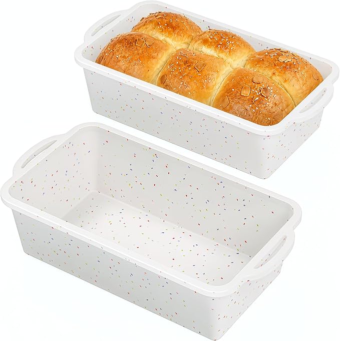 Vinino 2 Pack Large Silicone Loaf Pans 9x5''for Family Brunch Prep | Cream Large Loaf Pans, Ideal for Family Sized Loaves, Brunch Prep, Homemade Meatloaf & Thick Full-Sized Cake Slices