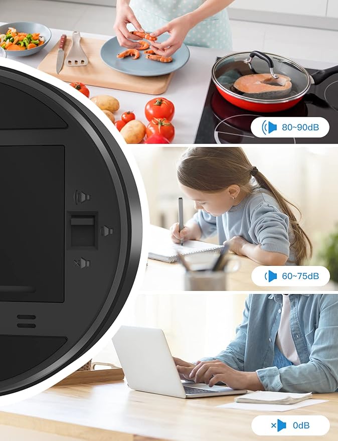 LIORQUE Digital Kitchen Timer, 99 Minute Magnetic Countdown Timer, Black | Large LED Display, 2 Brightness Levels, 3 Volume Levels, Productivity Timers for Classroom Cooking Fitness