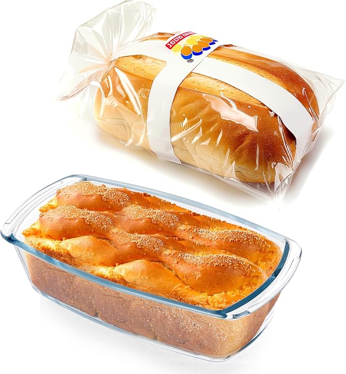 Jambear Glass Loaf Pans for Baking Bread with Lids 2 Set - 1.9 Qt Glass Loaf Pan | Oven, Dishwasher, Fridge, Freezer & Microwave Safe, Bread Pan Suit for Lasagna, Meatloaf, Banana