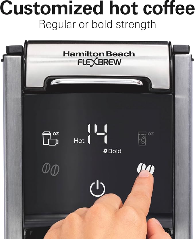 Hamilton Beach FlexBrew Advanced 4-in-1 Single Serve Coffee Maker | Hot & Iced Coffee Maker | Removable 45 oz. Reservoir | Uses Pod Packs & Grounds | Fast Brewing | Black
