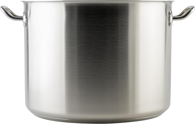 Winware SST-40 Stainless Steel 40 Quart Stock Pot with Cover | Dishwasher safe, Tri-ply heating for even cooking, Secure riveted handles, Great for Stocks, Soups, Pasta and Batch Cooking
