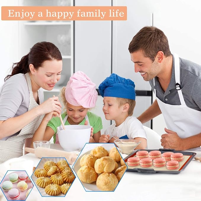 AMYONE Macaron Silicone Baking Mats for Half Sheet Pan, Platinum, 2PCS | Precise Size 11 5/8 X 16 1/2; For Macaron/Cookie/Bread/Pastry; Food Grade Silicone, Reusable Nonstick Liner, Orange