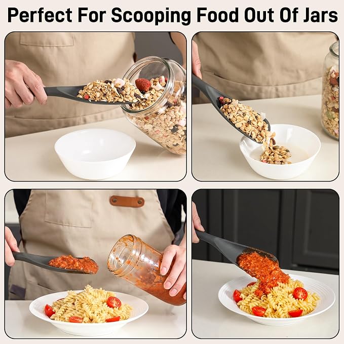 3 PACK Silicone Cooking Spatula & Spoon for Nonstick Cookware, BPA-Free | Multifunction Spoonula for Baking, Cooking, Serving, Mixing, Stirring, Scoop, Scrape - One-Piece Formed, Dishwasher Safe