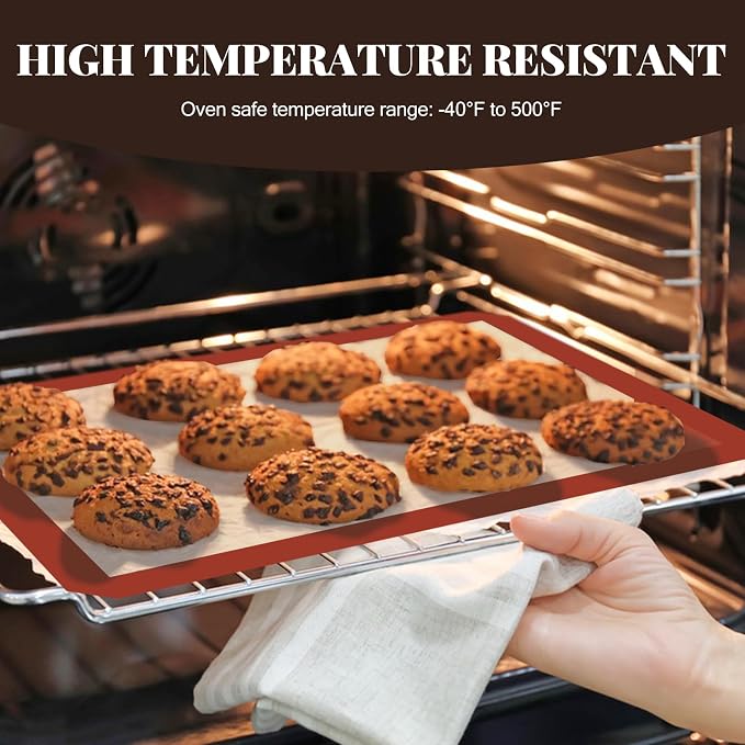 Silicone Baking Mat, 3 Pack Reusable Baking Mat, Non-Stick, Food Safe Silicone Mats for Baking, Oven Baking Sheet for Making Cookies, Macaroons, Bread