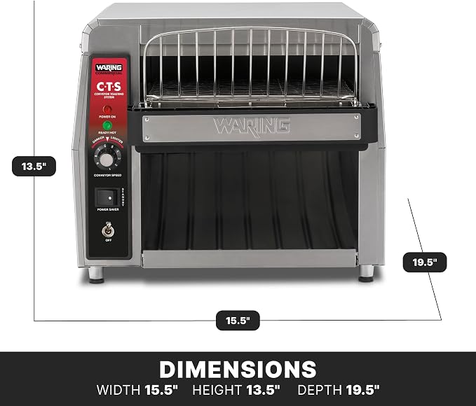 Waring Heavy-Duty Conveyor Toaster with 450 Slices per Hour | 450 Slices per Hour, Stainless Steel Construction, for Cafes & Restaurants, NSF Certified, 120V