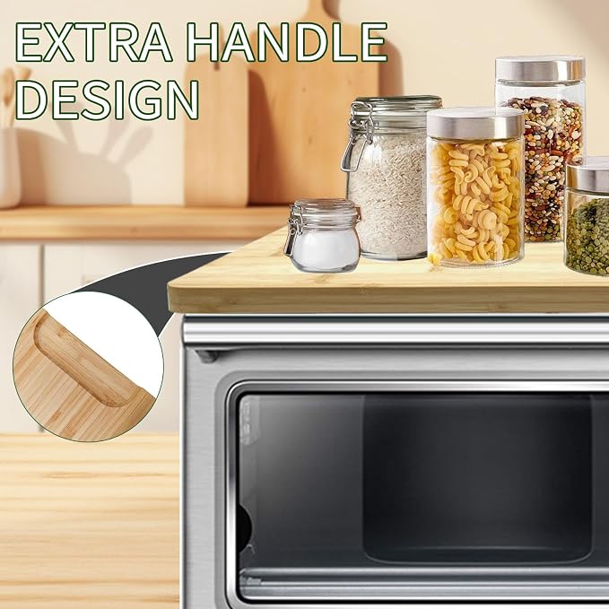 Bamboo Cutting Board for Breville BOV800XL 860BSS 845BSS Smart Oven &Emeril Lagasse Everyday 360 Air Fryer, Heat Resistant Silicone Feet, Creates Storage Space, Protects Countertops and Cabinets