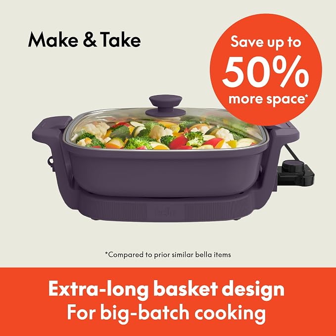 bella Fits-Anywhere™ SAUTE Make & Take Skillet, Non-Toxic Ceramic, Plum