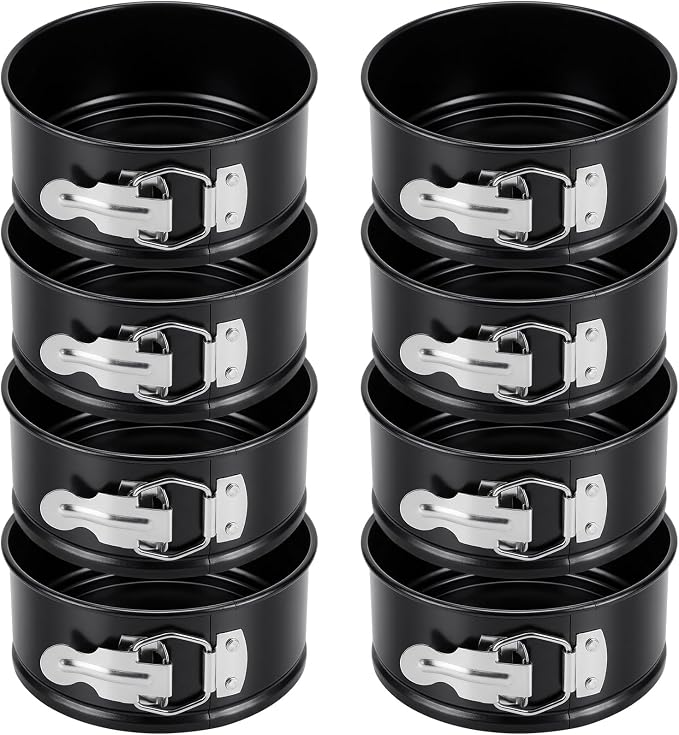 8 Pcs 4 Inch Springform Pan for Baking Mini Cheesecake Pans with Removable Bottom Nonstick Leakproof Round Cake Mold Spring Form Molds for Mini Cheesecake Pizza and Quiches (Black)