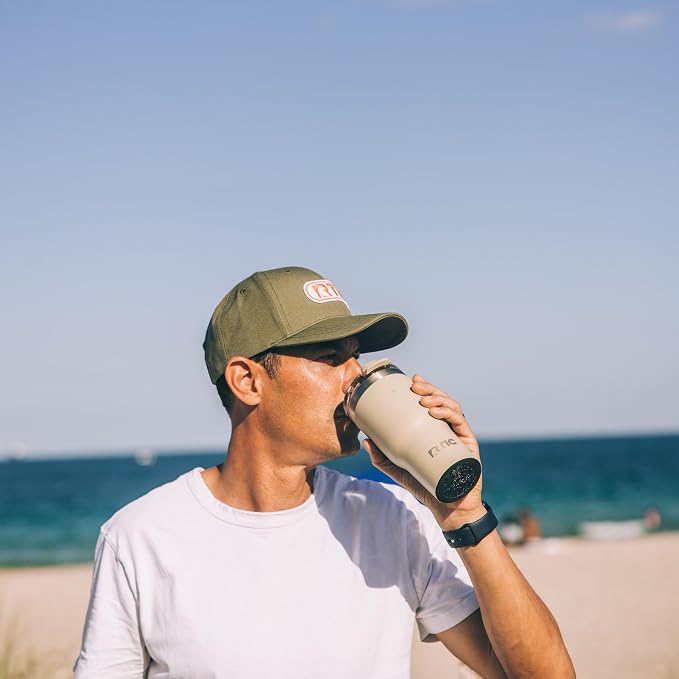 RTIC 30oz Essential Tumbler with Lid, Ceramic Lined, Beach | Insulated, Stainless Steel Metal, Portable Travel Cup for Hot and Cold Drinks, Coffee, Car, Camping and Travel