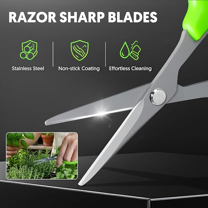 Garden Scissors, 6-in Shape Pruning Shears for Precise Cutting, Small | Gardening Snips, Non-Stick Coating Steel Bonsai Trimmer for Plants, Herbs, Flowers, Garden Trimming Tools, Easy to Clean
