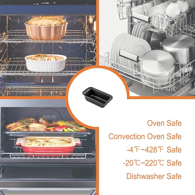 CHEFMADE Bread Loaf Pan, Nonstick Meatloaf Small Pan, 3.1" x 5.8", Set of 2