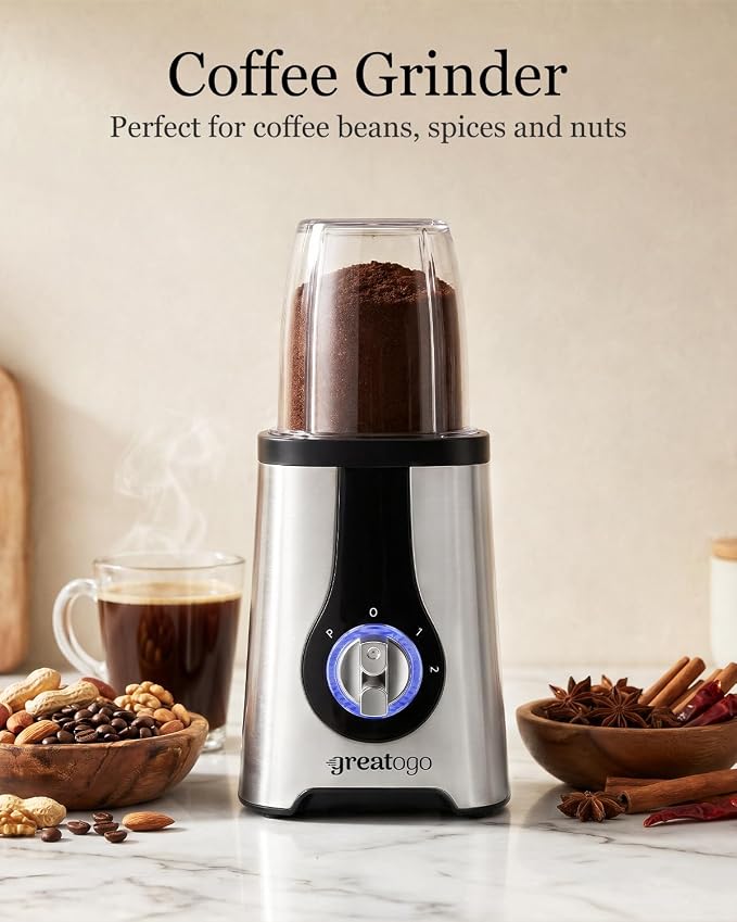 Power Smoothie Blender, Household Countertop Kitchen Blender and Food Processor Combo for Smoothies, Shakes, Drinks, Baby Food, Sauces, and Spreads. Come with Pitcher, Jar, Chopper, and Grinder