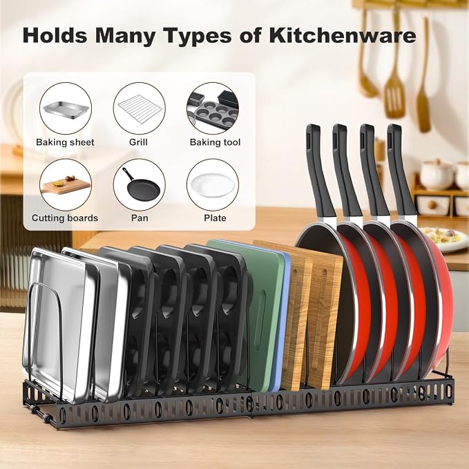 Housolution 2 Pack Cutting Board and Baking Tray Cookie Sheet Organizer | 12"-23" Expandable, 14 Adjustable Dividers, Sturdy Metal Construction, Easy Assembly