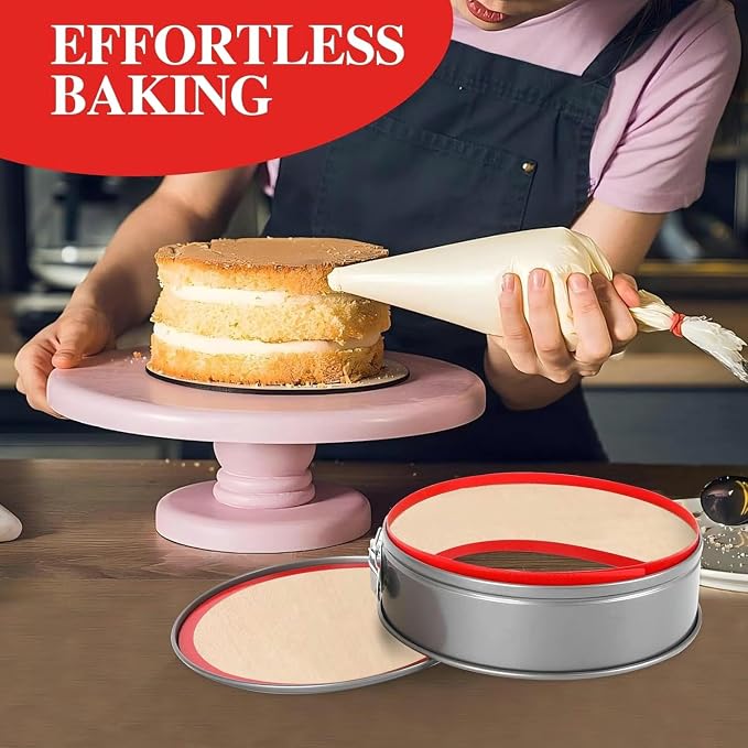 2 Packs Silicone Baking Mat for Springform Pan 9",Reusable Baking Mat Prevent Cake from Sticking to Bottom & Side,Food Safe Non-Stick Silicone Mat for Baking Easy Clean Oven Baking Sheet for Cake Pan