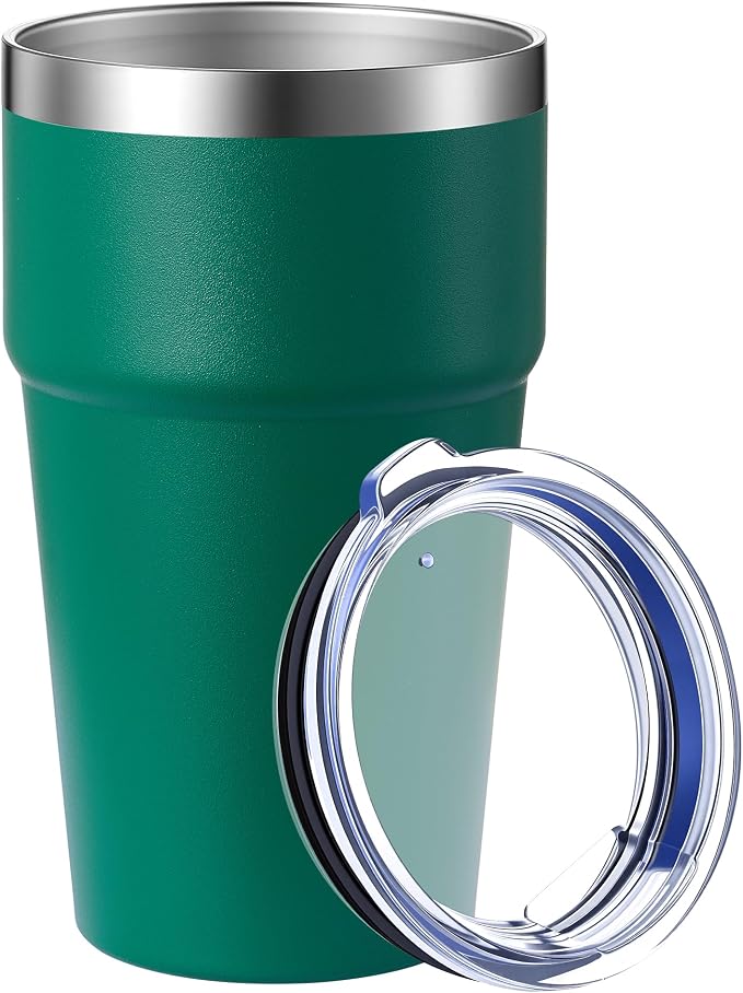 MEWAY 16oz Tumbler Double Wall Vacuum Insulated Travel Mug Bulk, Stainless Steel Tumblers with Lid, Powder Coated Coffee Cups for Cold & Hot Drinks (Green,1 Pack)