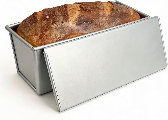Pullman Loaf Pan with Lid 13x4 Uncoated Aluminized Steel for Sandwich Bread | Toast Box with Cover, Ideal for home bakers making sourdough loaves and daily homemade baking