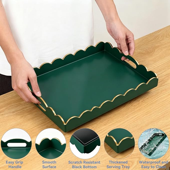 AGIOTA Coffee Table Trays for Living Room Serving Tray with Handles, Modern Large Tray for Ottoman Coffee Table