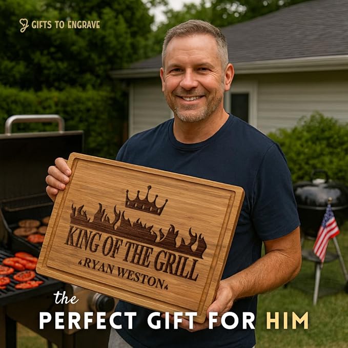 Personalized Gifts for Men Custom Engraved Cutting Board BBQ & Grilling Gift, Unique Grill Master Gift for Dad, Husband, or Father in Law Perfect Birthday or Christmas Gift for Men 2026