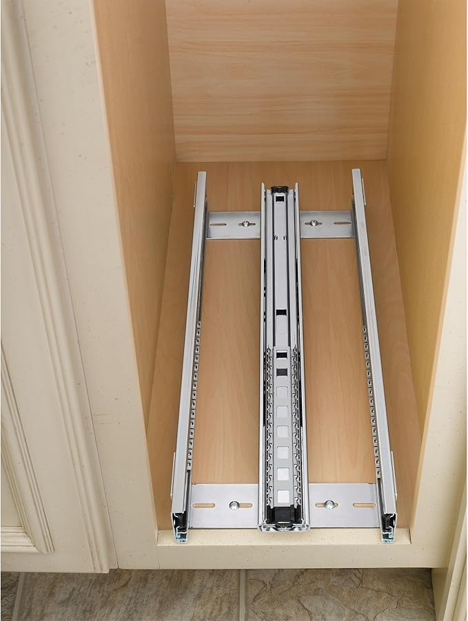 Rev-A-Shelf Pullout Kitchen Cabinet Organizer, Min Cabinet Opening 8.5" W | 8" W Slide Out Pantry Spice or Utensil Storage Rack with Adjustable Shelves for Base Cabinet Organization, 448-BC-8C