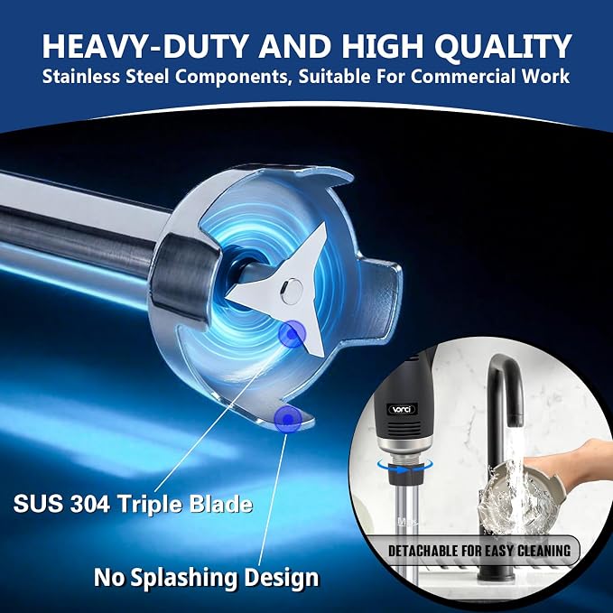 VONCI 14inch Commercial Immersion Blender Detachable Shaft, 350W, 500W & 750W Compatible, Stainless Steel Removable Shaft.
