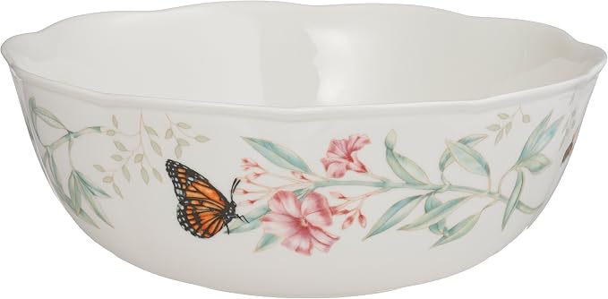 Lenox Butterfly Meadow Porcelain 7-Piece Bowl Set for 2 | dishwasher safe | plates and bowls sets for kitchen and dining | 84oz capacity, 10 inch diameter | 3.5 inch