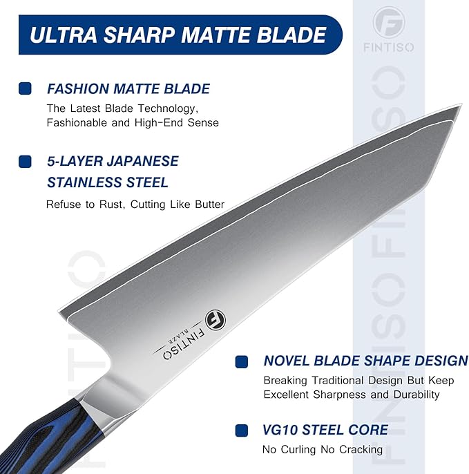FINTISO Kitchen Knife in Japanese High Carbon Steel 2026 New Upgrade,Professional High-Class Chef Knife 8 inch,Non-Slip G10 Handle Ergonomic Single Knife Kitchen Set for Home Use