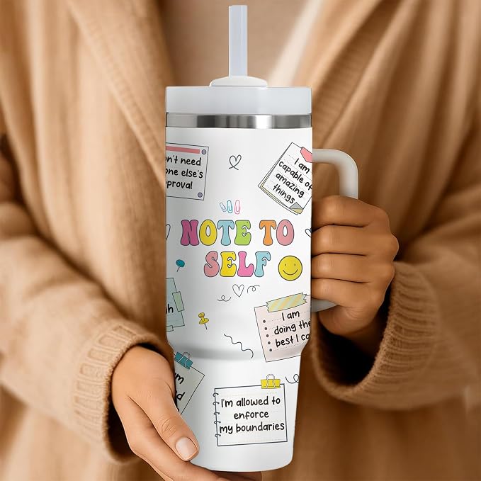 Gossby Motivational Tumbler For Women, 30oz Stainless Steel With Handle | Inspirational Gift for Her, Positive Affirmation Cup, Motivational Gift for Friends, Insulated with Straw and Lid