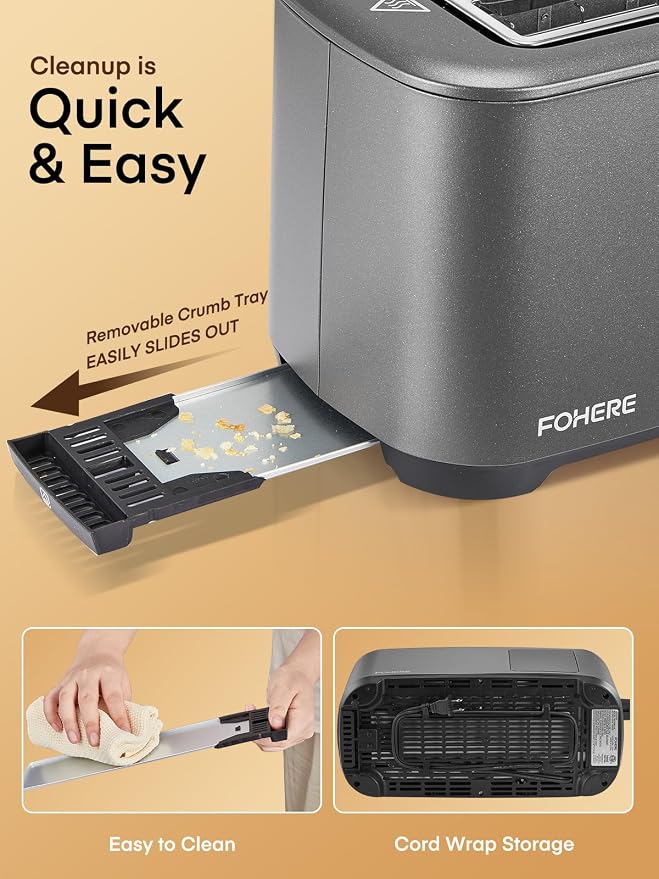 4 Slice Toaster Touch Screen Control, Long Extra Wide Slots Smart Bread Toaster, 6 Bread Types & 6 Shade Settings, Stainless Steel, with Removable Tray, Cancel/Defrost/Reheat Function, Grey
