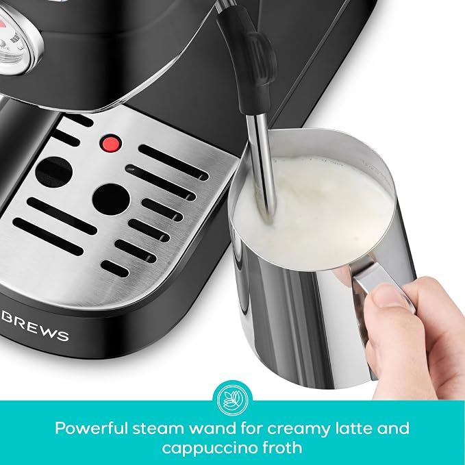 CASABREWS CM5418 Espresso Machine, Espresso Coffee Maker with Steam Wand | Stainless Steel, 20-Bar Pump, Built-in Pressure Gauge, Powerful Steam Wand for Cappuccino Latte for Home, 34oz Water Tank