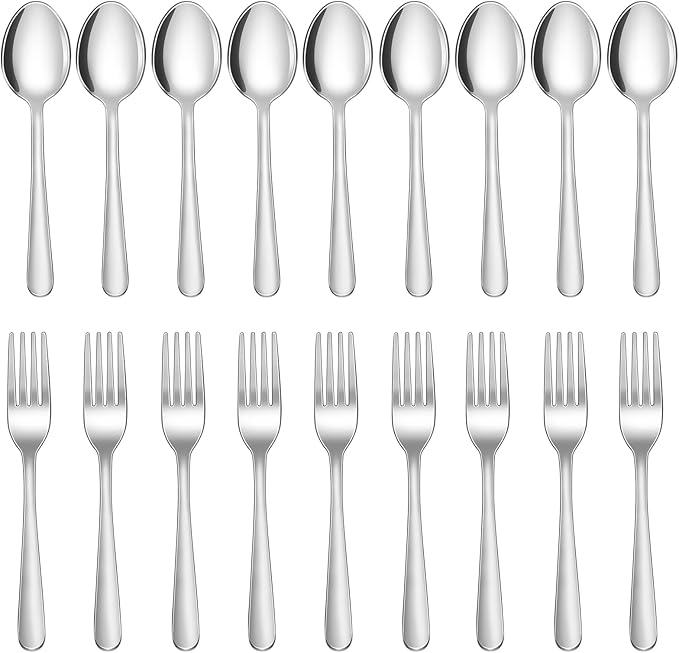 24-Piece Forks and Spoons Silverware Set,Spoons and Forks Food Grade Stainless Steel Flatware Cutlery Set for Home,Kitchen and Restaurant,Mirror Polished & Dishwasher Safe