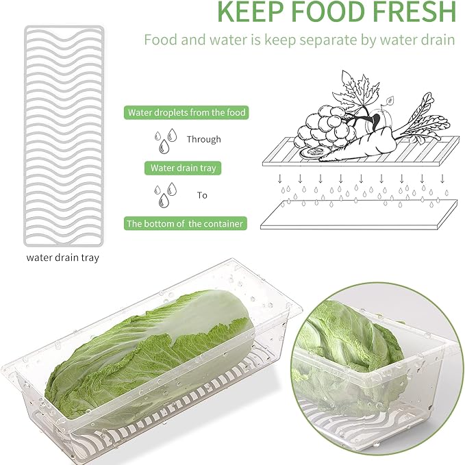SILIVO Produce Saver Containers for Refrigerator (6 Pack) - 1.5L Fruit Storage Containers for Fridge, Vegetable Storage Containers with Drain Tray Keep Fresh for Veggie, Fruit, Lettuce and Salad