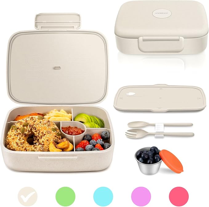 5 Compartments Kids/Adult Bento Lunch Box with Snack Cup