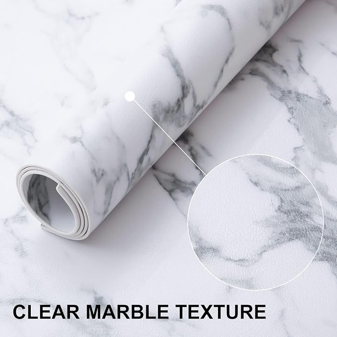 Faux Leather Heat Resistant Placemats 8 Packs, Waterproof Wipeable Dining PU Place Mats for Indoor & Outdoor, Easy to Clean, Marble