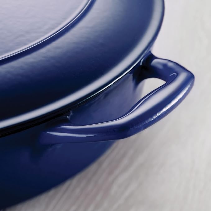 Tramontina Bestow Enameled Cast Iron 5.5-Qt Round Dutch Oven Pot with Lid | Great for Braising, Roasting and Bread Baking - Blue