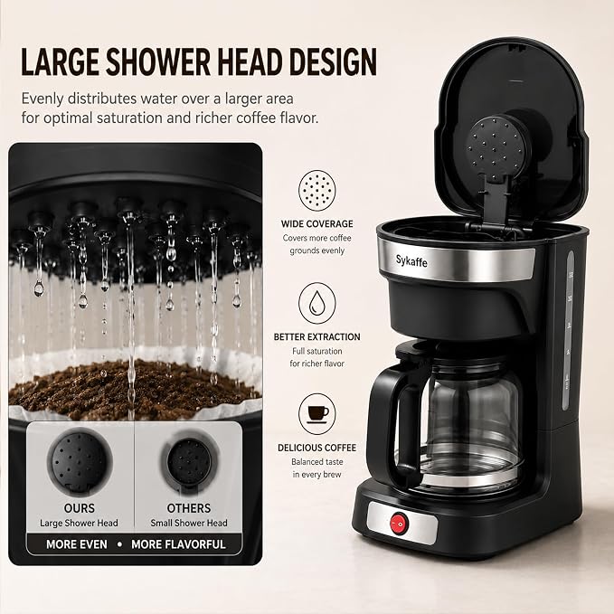 12-Cup Drip Coffee Maker,Auto Keep Warm,Reusable Filter,60Oz Size | Easy-view water tank, pause & pour,Heat-Resistant Coffee Pot, one-touch brewing for home, office, and family gatherings,black