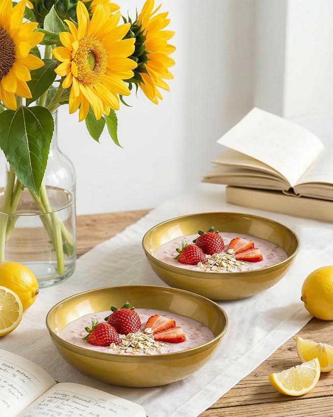 bUCLA 50Pack 10oz Gold Plastic Bowls - Disposable Plastic Salsa Bowls Premium Heavy Duty - Ideal for Wedding &Party