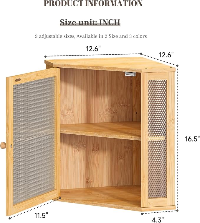 STDDRE Corner Bread Box Kitchen Countertop Extra Large Capacity Farmhouse Bread Box, Corner Countertop Storage, Double Layer Bread Holder (Natural, Extra Large)