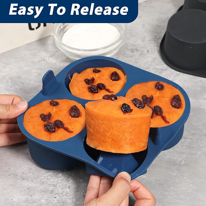 Webake 2PCS Jumbo Silicone Air Fryer Muffin Pan for Baking, 4-Cavity Egg Bites Silicone Mold, Nonstick BPA Free Muffin Tins Baking Cups