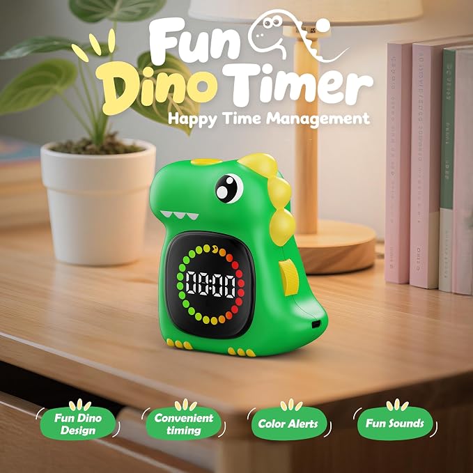 Visual Timer for Kids 99 Minute Digital Potty Training Timer for Homeschool | Dual sound; Dinosaur Look; Long Battery Life