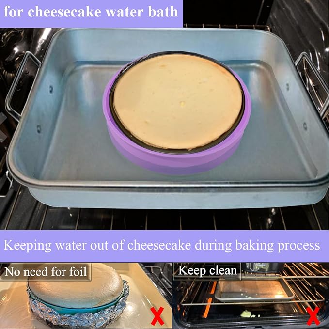 Silicone Springform Pan Protector, Cheesecake Water Bath Protector | for 7'',7.5'' Round Springform Pan, Leakproof, 8 inch
