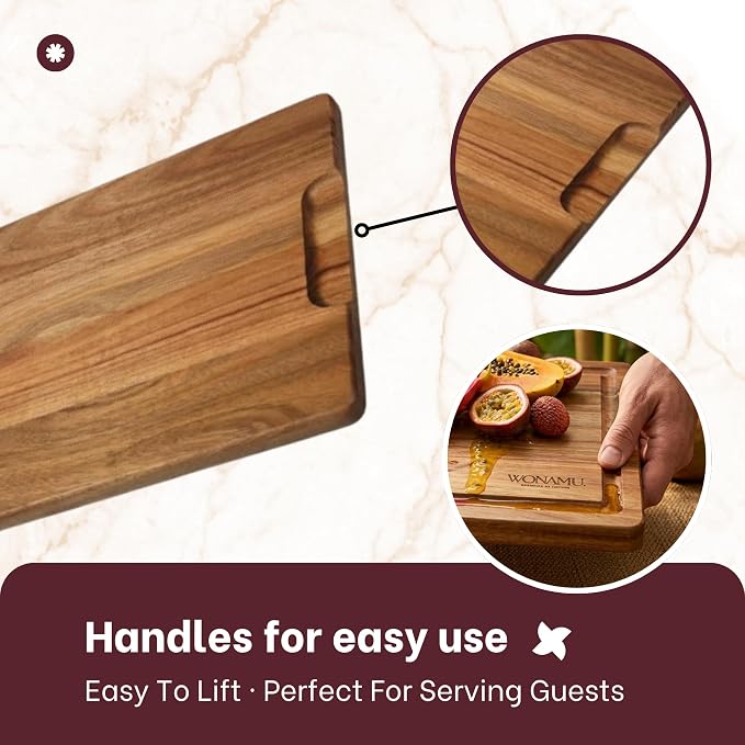 WONAMU Small Acacia Cutting Board Non Toxic, Wood Cutting Boards Gift Set | Acacia Wood Cutting Boards for Kitchen, Cotton Cloth & Gift Box Included, Housewarming Gifts New Home, Charcuterie Tray