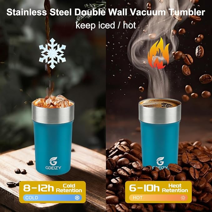 17oz Insulated Travel Coffee Mug, Stainless Steel Cup with Leakproof Lid | 304 Double Wall Vacuum Steel, Long Heat & Cold Retention, 360° Leakproof, BPA-Free Reusable Tumbler, Fits Car Cup Holders