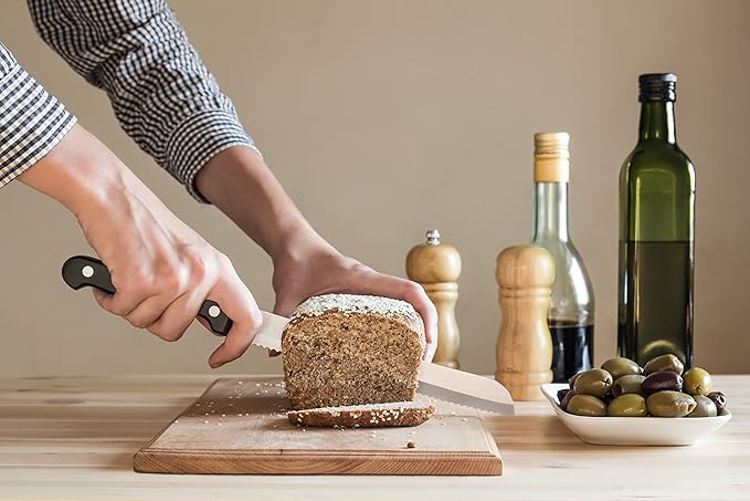 Moss & Stone 7 Pcs Small Kitchen Knife Set with Block, Stainless Steel | Premium forged kitchen knives with high-carbon sharp blades, ergonomic handle, rust-resistant knife block set for home & chef