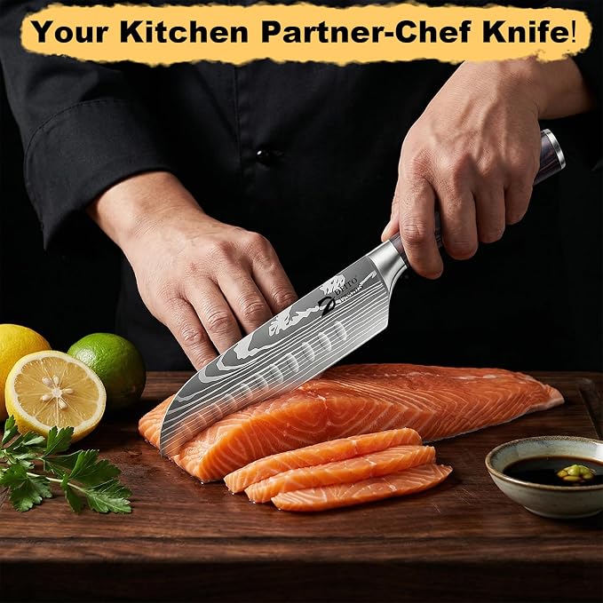 Kitchen Knife Set 5 Pieces, Professional Chef Knives Set Gift Box | High Carbon Stainless Steel Chef Knife Set with Ergonomic Pakkawood Handle, Sharp Cooking Knives for Kitchen & Home Cooking