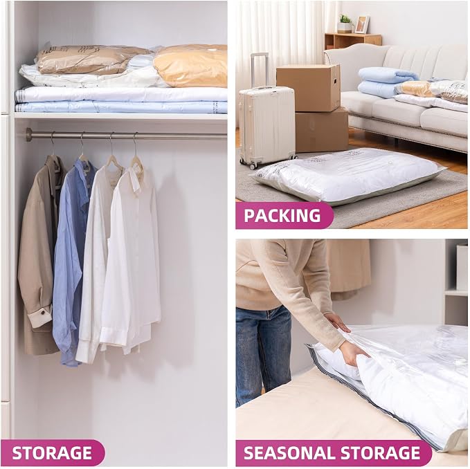 TAILI Vacuum Storage Bags 8 Pack, XXL Jumbo Size 47x39 Inch, Cream | XXL Large Vacuum Seal Bags for Clothing, Huge Space for Bedding, Comforters, Pillows, Toy, Save More Closet Space