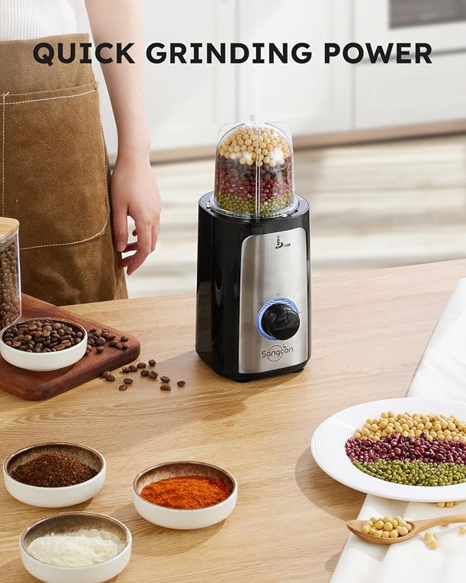 Sangcon Blenders for Kitchen, 5-in-1 Food Processor Combo for Smoothies Set | BPA-Free 47oz Pitcher, 2.5-Cup Bowl, 18/11oz Cups, 3 Blades; Housewives Prep Shakes, Meat, Sauces, Salsa, Coffee, Dry Spices