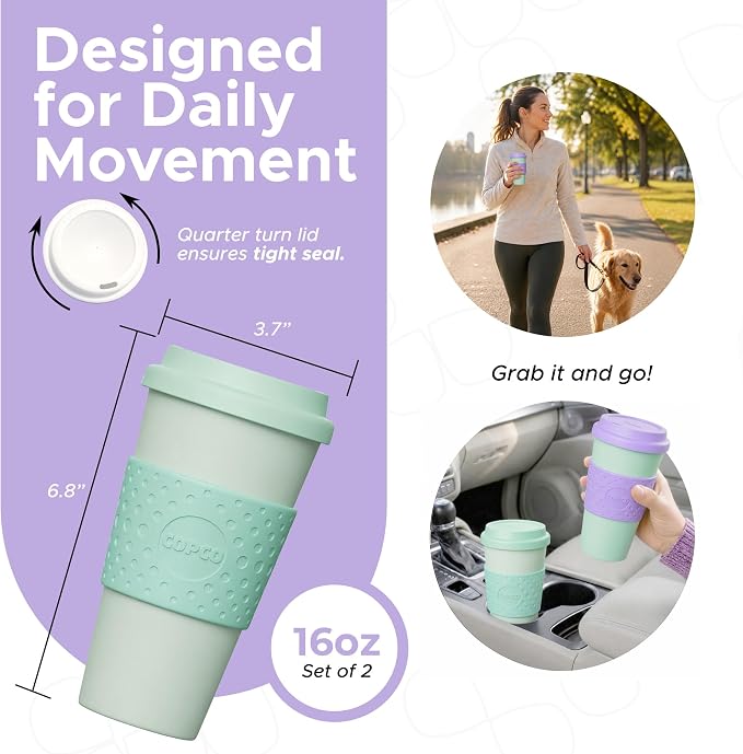 Copco Acadia Travel Mug, 16 Oz - Purple & Teal, Set of 2