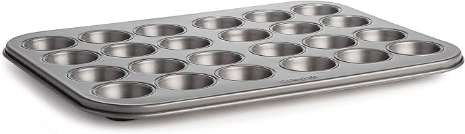 Mini Muffin Pan Carbon Steel Quick Release Coating, Non-Stick Bakeware, Heavy Duty Performance, 24-Cup, Gray