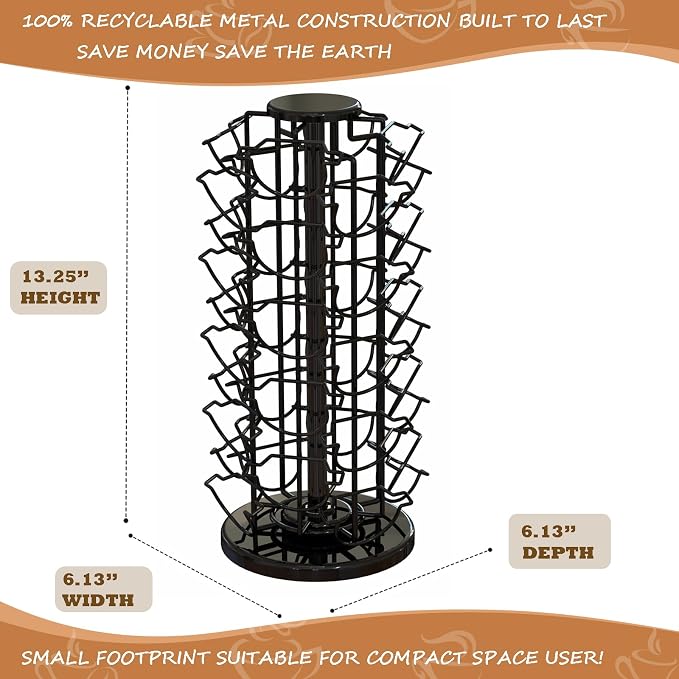 Nespresso Pods Holder Tower Stand,Vertuo Pod Holder 40 Pods Capacity,Black | Coffee Pods Holder Organizer Fits Vertuo Pods, 360°Revolving Pod Carousel, Space-Saving for Countertop,No Assembly Required